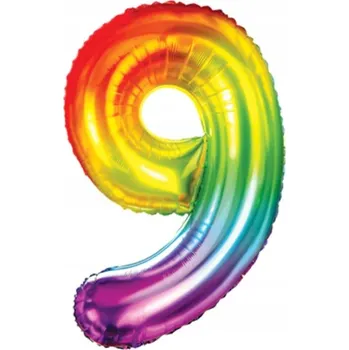 Balónek Fóliový balónek 100 cm ČÍSLICE duhové číslo 9