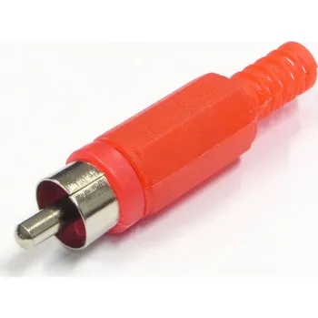 Elektrický konektor RCA cinch konektor na kabel, červený