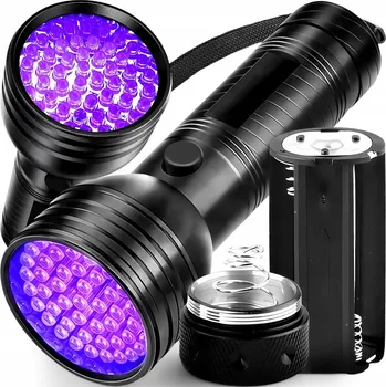 Svítilna VÝKONNÁ TAKTICKÁ UV SVÍTILNA, HLEDACÍ SVĚTLOMET NA JANTAR, TESTER BANKOVEK, Z HLINÍKU 51 LED