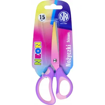 Školní nůžky neonově fialové s ergonomickou rukojetí 15 cm ASTRA
