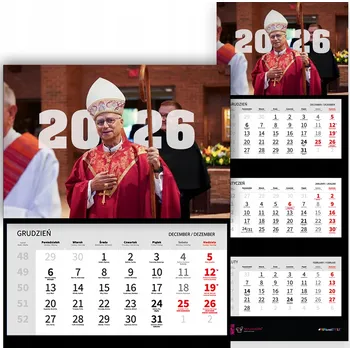 Kalendář NÁSTĚNNÝ KALENDÁŘ PLÁNOVAČ TROJDÍLNÝ ROK 2026 | LEON XIV NÁBOŽENSKÝ MIX VZORŮ