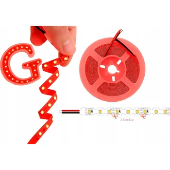 LED osvětlení LED pásek 10m 12V 2835 SMD 8W/m S-tvar 6mm Červený Flexibilní