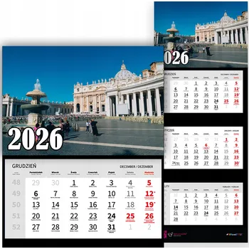 Kalendář TRÍDÍLNÝ NÁSTĚNNÝ KALENDÁŘ ROK 2026 | VATIKÁN NÁBOŽENSKÉ MOTIVY - RŮZNÉ VZORY