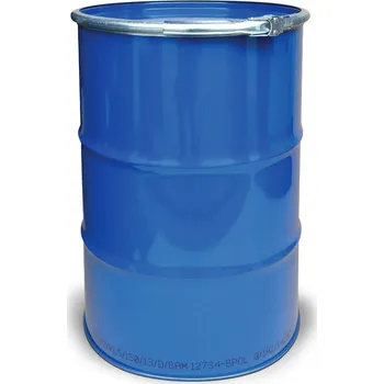 Ocelový sud s víkem, uvnitř bez úpravy, zvenku lakovaný, s UN schválením, 212 l