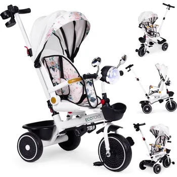 Dětské vozidlo Dětská tříkolka s otočným sedadlem a stříškou bílá ECOTOYS