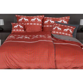 Povlečení Glamonde Mikroplyšové povlečení Noel vínové 140 x 200, 70 x 90 cm zipový uzávěr