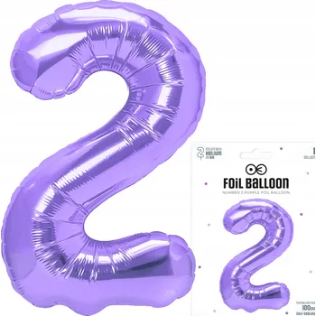 Balónek Fóliový balónek ČÍSLICE 2 DVA VELKÝ FIALOVÝ BALÓNEK NA HELIUM 100 cm