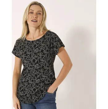 Dámské tričko Blancheporte Tričko s potiskem a krátkými rukávy černá 50