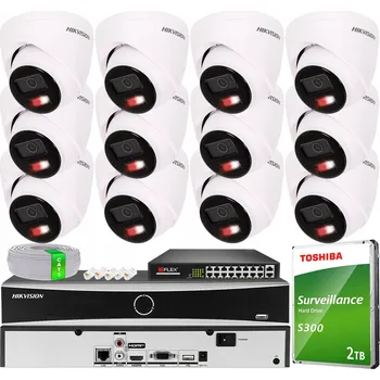 Bezpečnostní kamera Monitorovací sada 12 kamer VE-NC143F-LIU 4MPx Hikvision Hybrid Light PoE