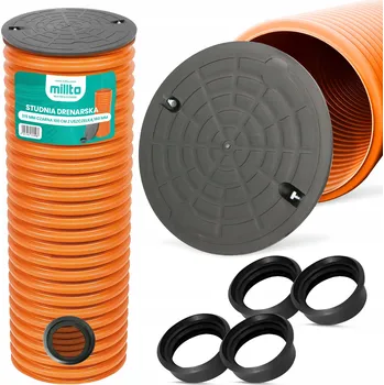 Kanalizační potrubí DRENÁŽNÍ ŠACHTA Drenážní Studna 315 Víko Trubka 1m 4x TĚSNĚNÍ 160