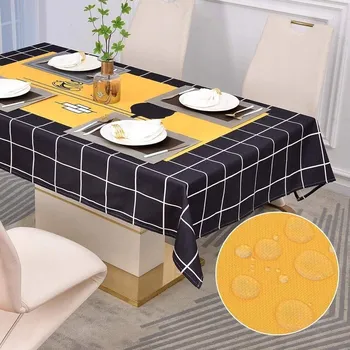 ubrus UBRUS ČERNO-ŽLUTÝ DEKORACE STOLU KOČKA VODĚODOLNÝ 140 X 300 CM