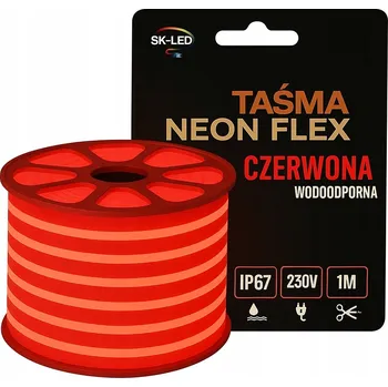 LED páska LED Neon Flex Páska Jednostranná 230V 8W Červená Vodotěsná Venkovní