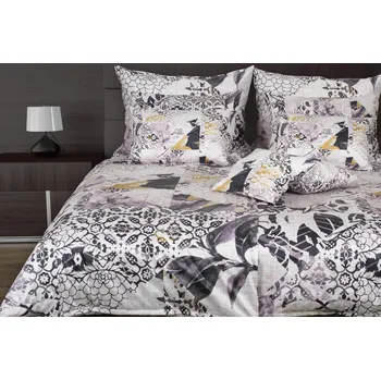 Povlečení Glamonde Loris šedé 140 x 200, 70 x 90 cm zipový uzávěr