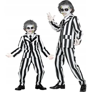 Karnevalový kostým KOSTÝM STRAŠIDELNÝ DUCH ČERNO-BÍLÝ HALLOWEEN 128