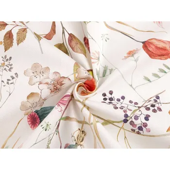 Bavlněná látka se strukturou Half panama s digitálním tiskem květy METRÁŽ - 1 lososová
