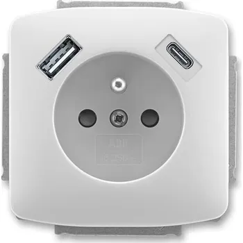 Elektrická zásuvka ABB TANGO Zásuvka 5569A-A32357 S + nabíjení USB A+ USB C 2,4/1,5A 5569A-A32357 S