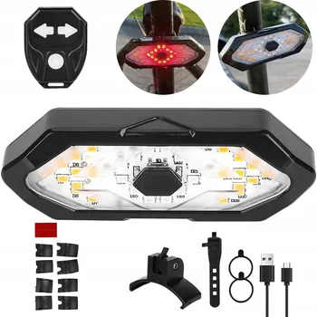 Cyklosvítilna ZADNÍ SVĚTLO NA KOLO S BLINKRY SMĚROVKY USB + DÁLKOVÉ OVLÁDÁNÍ