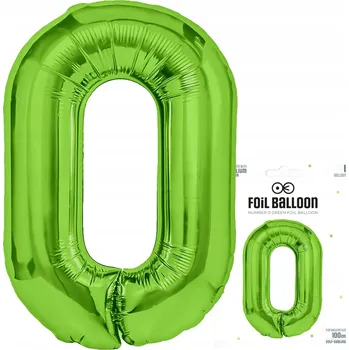 Balónek FÓLIOVÝ BALÓNEK ČÍSLICE 0 NULA VELKÝ ZELENÝ BALÓNEK NA HELIUM 100cm