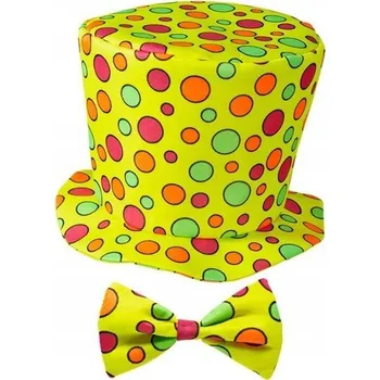 Klobouk s puntíky + žlutý klaunský motýlek pro děti