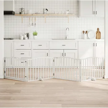 klec pro psa vidaXL Zábrana pro psy s dvířky skládací 4 panely 320 cm [352217] Barva: Bílá