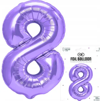 Balónek FÓLIOVÝ BALÓNEK ČÍSLICE 8 OSM VELKÝ FIALOVÝ BALÓNEK NA HELIUM 100cm