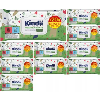 Hygienický ubrousek Kindii Natural Balance vlhčené ubrousky 5 x 60 ks