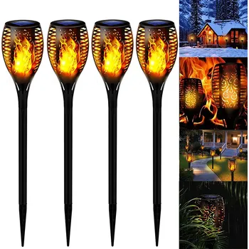 Venkovní osvětlení 6 szt LAMPA SOLARNA 96 LED IMITACE PLAMENE HOŘÁK 350lm 78cm