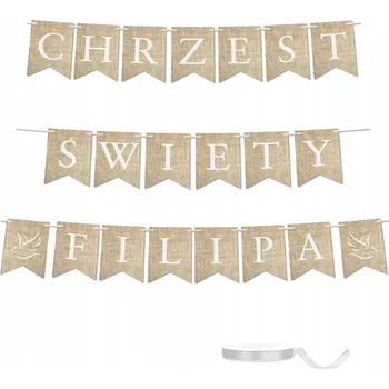 BANNER girlanda nápis CHRZEST ŚWIĘTY + IMIĘ dekorace závěsná nápis DIAMANT