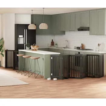 klec pro psa vidaXL Zábrana pro psy s dvířky skládací 15 panelů 750 cm topol [3155646] Barva: Černá