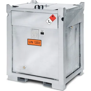 Palivová nádrž Mobilní čerpací zařízení na naftu MDT 1000, z oceli, čerpadlo 230 V, objem 1000 litrů, naležato