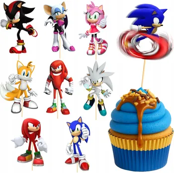 Party dekorace TOPER NA DORT TOPPER MODRÝ JEŽEK HRA OZDOBA DORTÍKY NAROZENINOVÁ DEKORACE