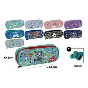 Set školních potřeb Piórnik z klapką i kieszonką wewnętrzną MIX