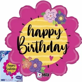 Balónek Květina k 18. narozeninám "Happy Birthday" 46 cm - BALENÍ