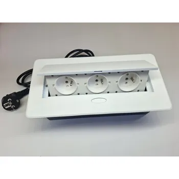 Elektrická zásuvka Zapuštěná zásuvka/Modul/Box do nábytku OVAL 3 ZÁSUVKY, bílá barva, ALTORI