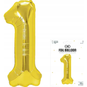 Balónek FÓLIOVÝ BALÓNEK ČÍSLICE 1 JEDEN VELKÝ ZLATÝ BALÓNEK NA HELIUM 100cm