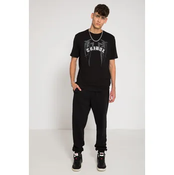 Reporter Young | Chlapecké černé tepláky s potiskem „TRIBAL“ na nohavici - Barva ČERNÁ, Velikost 146 243-0117B-31-100-1