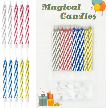 Dortová svíčka MAGICKÉ SVÍČKY, KTERÉ NEZHASÍNAJÍ 10 Ks DEKORATIVNÍ NA DORT NAROZENINOVÉ OZDOBY