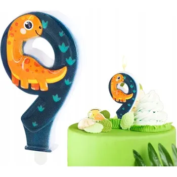 Dortová svíčka SVÍČKA DINOSAUŘI ČÍSLICE 9 DEVĚT SVÍČKY DINO DEKORATIVNÍ NA DORT