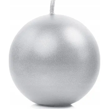 Svíčka Metalizovaná svíčka koule STŘÍBRNÁ na stůl svatba narozeniny přijímání svatební hostina 8 cm