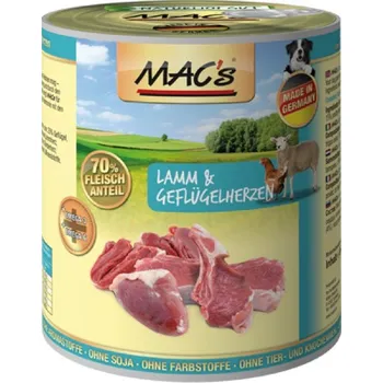 Mac's Dog konzerva jehně a drůbeží srdce s rýží 400g EXPIRACE 9/2024