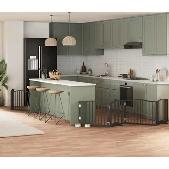 klec pro psa vidaXL Zábrana pro psy s dvířky skládací 8 panelů 640 cm topol [3155618] Barva: Černá