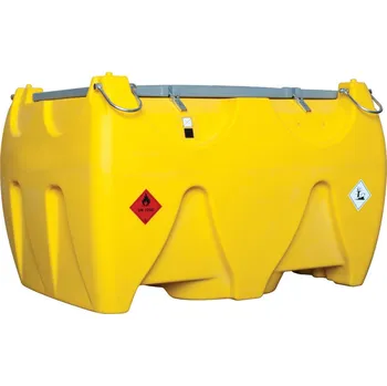 Palivová nádrž Mobilní čerpací zařízení na naftu, 900 litrů, s čerpadlem 24 V, s víkem, UN schválení