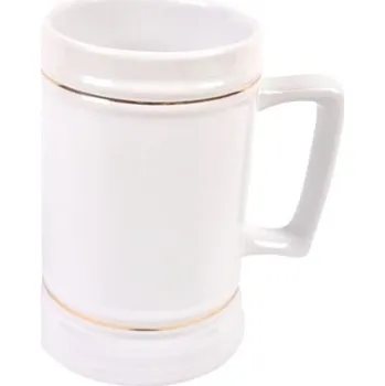 Grawerton Keramický pivní korbel-potisk,590 ml,bílý/zlatý