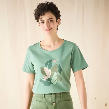 Dámské tričko Blancheporte Tričko s krátkými rukávy a potiskem lipová 34/36