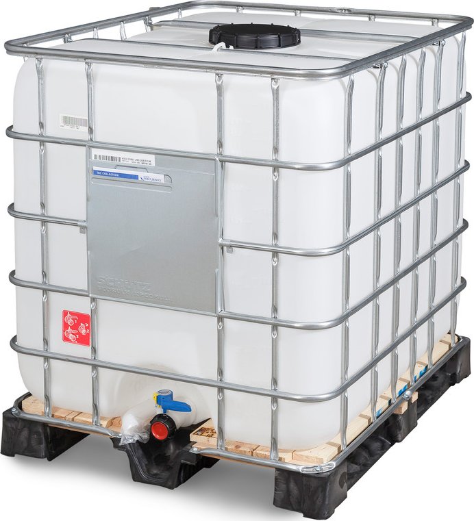 IBC nádrž, objem 1000 l, s kompozitní paletou, plnící otvor DN 225, vypouštěcí otvor DN 50