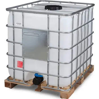 IBC kontejner IBC kontejner Recobulk, dřevěná paleta, 1000 litrů, víko DN 225, uzávěr DN 50