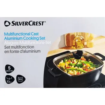 Hrnec SILVERCREST Multifunkční sada z hliníkové litiny, 24 x 24 cm, 5dílná