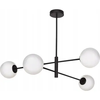 Stropní svítidlo černé Milano, 4 mléčná kulatá stínidla