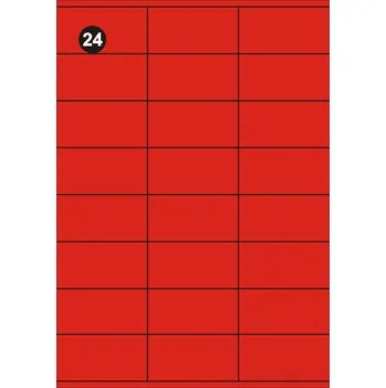 Samolepící etiketa Samolepící etikety 70x36 mm, A4 - červené FOPRINT ( balení 20 listů)