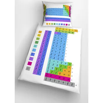 Povlečení Glamonde Povlečení s periodickou tabulkou chemických prvků 140 x 200, 70 x 90 cm zipový uzávěr